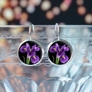 Purple Iris Earrings - Flower Jewelry for Women - Unique Flower Gifts for Women