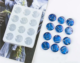 Yeeda Moules En Résine De Silicone | 12 Constellations Zodiac En Résine - Astrologie Horoscope DIY Constellation Résine époxy Moule De Fabrication De Bijoux