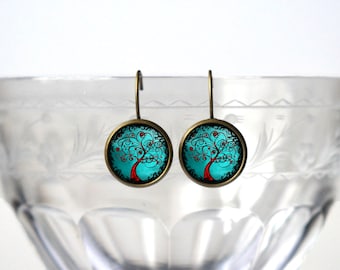 Tree of Life Earrings - Tree of Life Jewery - Unique Art Gifts for Her - Turquoise Jewelry