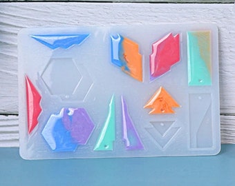 Moldes de pendientes de resina de silicona, conjunto de moldes de resina de forma geométrica para la fabricación de joyas, suministros de joyería hechos a mano para artesanos