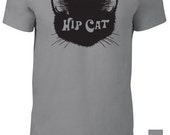 Unisex Hip Cat Tee, available in pink and gray