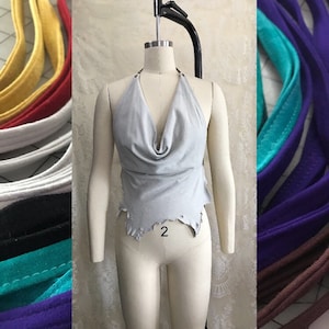 Lamb Suede Halter ** repurposed leather **