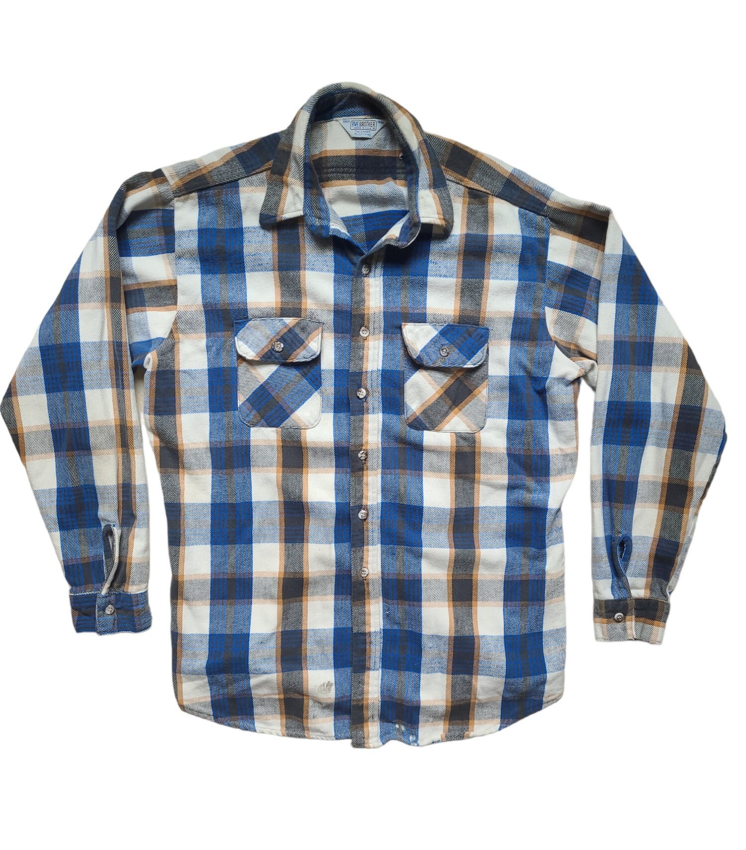 Vintage Five Brother Flannel Shirt, THICK Cotton, Made in Vintage Five Brother Flannel Shirt, THICK Cotton, Made in