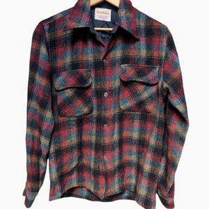 Camisa de leñador vintage LimeLite tejida en Italia con cuadros de lana Woodland para hombre, talla pequeña