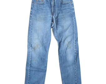 Vintage Levi's 615 Orange Tab Medium Wash Jeans Distressed Faded Size 32 Waist