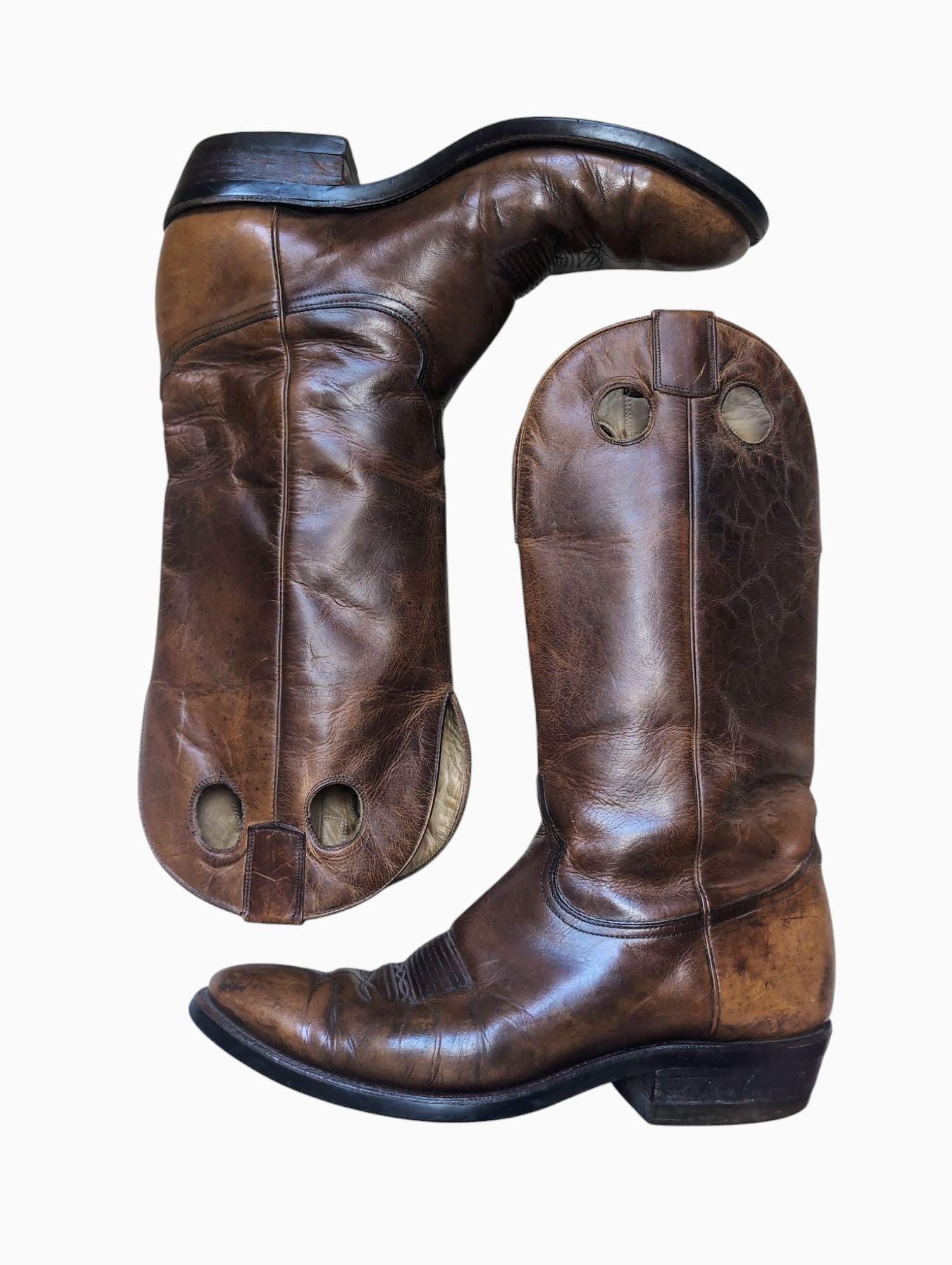 Vintage 90's Cristobal Romero Cowboy Western Brown Leather Boots