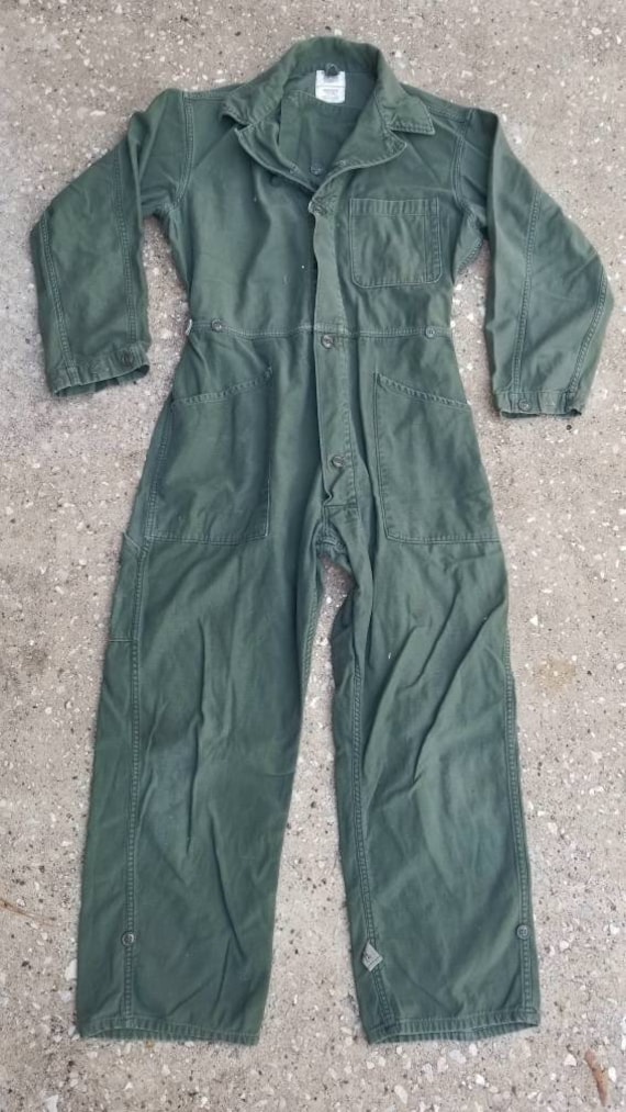 Vintage army green coveralls, vintage coveralls, 1