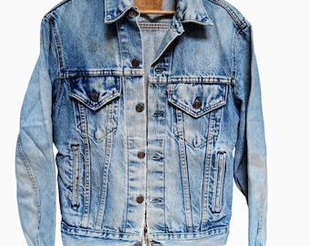 Chaqueta vaquera Levi's G vintage, denim índigo desgastado con bolsillos descoloridos, unisex, para hombre, talla 38