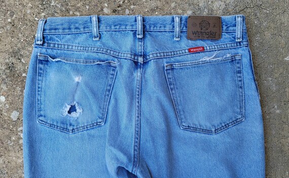 1980's Vintage Wrangler Jeans, Distressed Denim, … - image 7