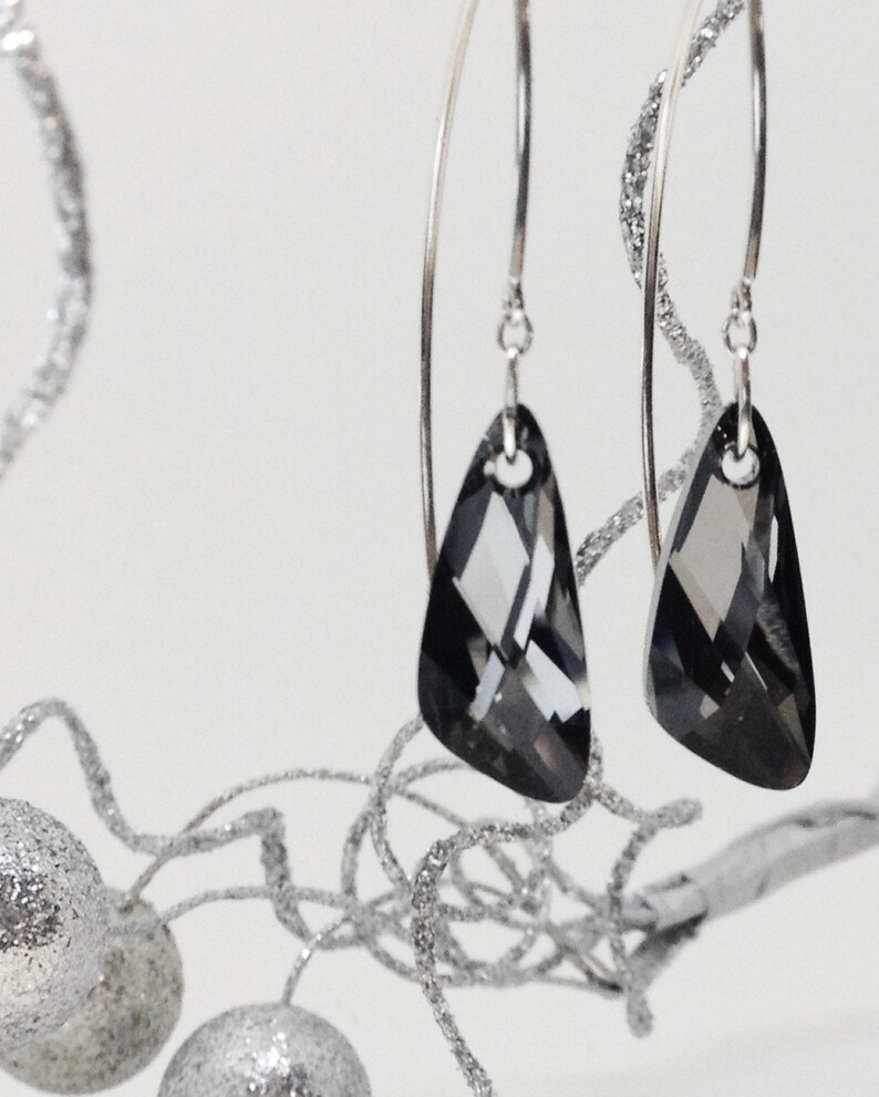 Silver dangle earring Swarovski Crystal Made in America Etsy