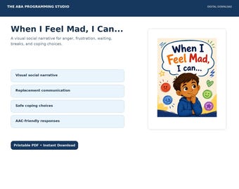 When I Feel Mad, I Can... Social Story
