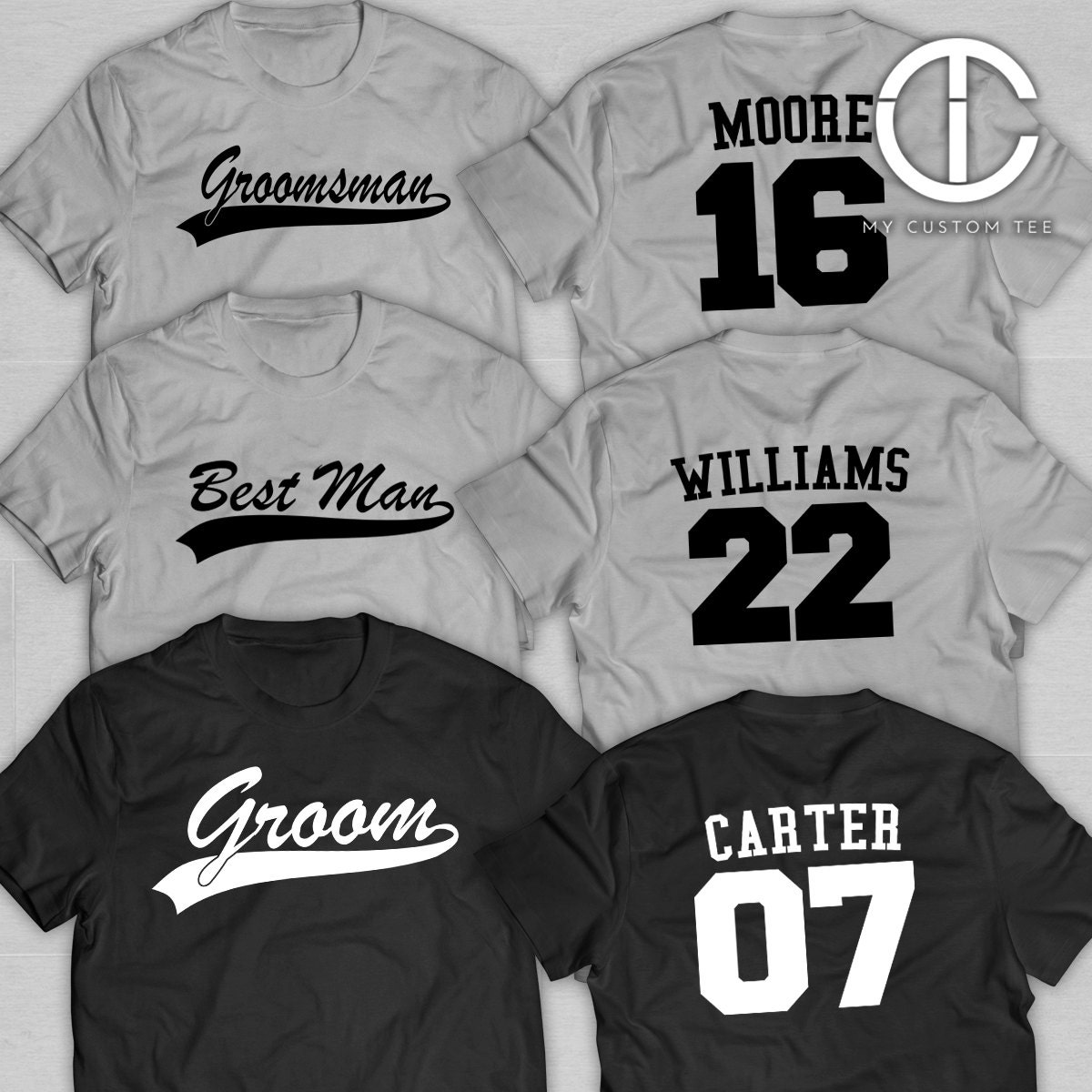 7 chemises de garçons d’honneur - Bachelor Party avec numéro - Baseball sport thème - garçon d’honneur - lot de 7 T-Shirts Tee personnalisé personnalisables 7 chemises de garçons d’honneur - Bachelor Party avec numéro lot - Baseball sport thème - garçon d’honneur - lot numéro de 7 T-Shirts Tee personnalisé personnalisables bca6b5