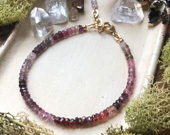 mother Pink Tourmaline 3-4 mm 18 cm bracelet gift for wife girlfriend code-CD181 Sell By Handmade Bracelet Black Spinel