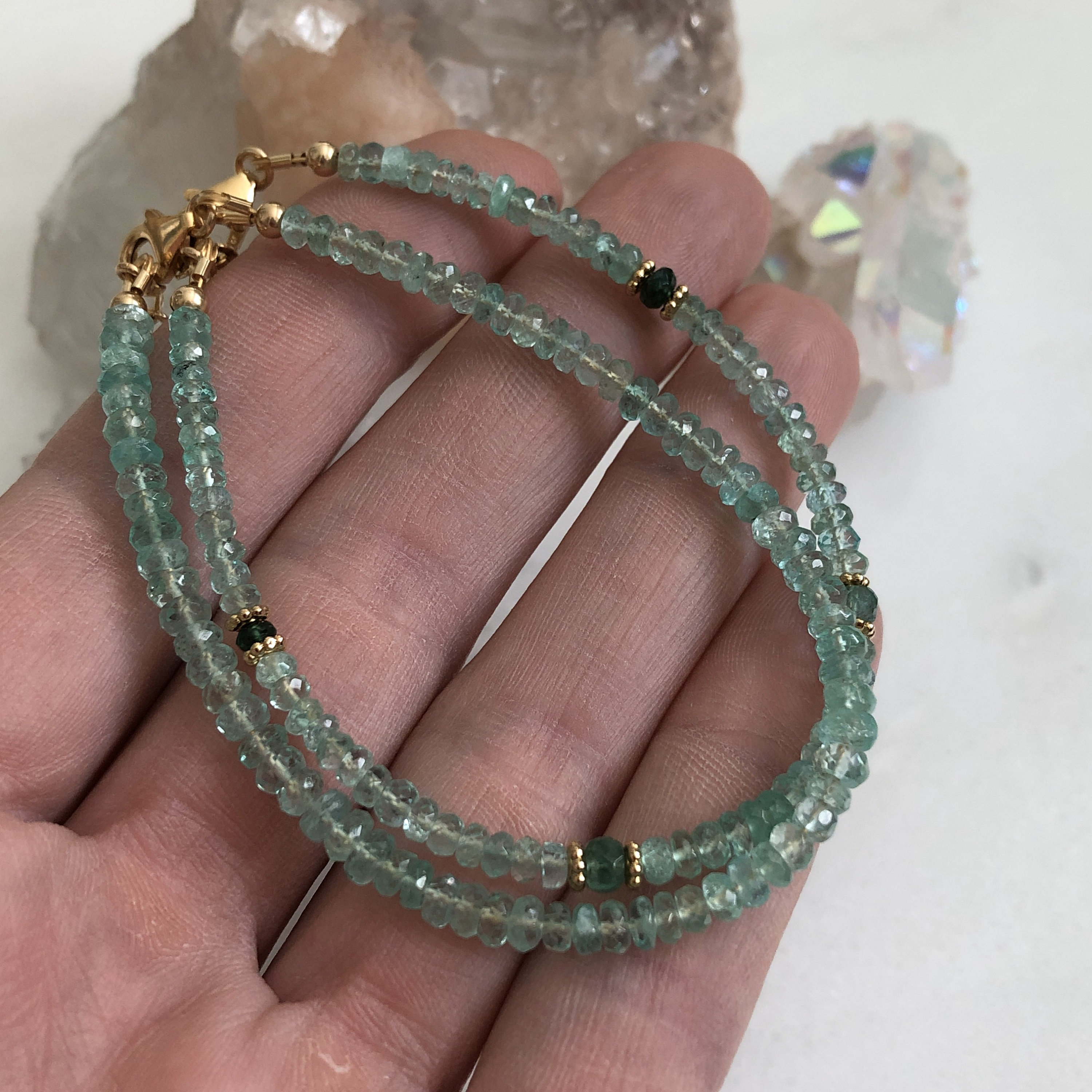 Emerald Beaded Bracelet Handmade Gemstone Bracelet 14kt GF | Etsy