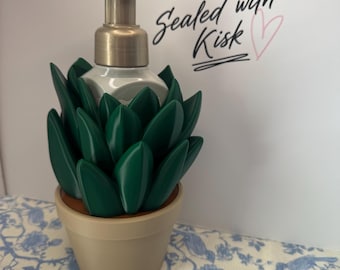 Succulent Soap Dispenser Holder | Faux Plant Bathroom Decor | Refillable Soap Pump Cover | Funny Gift for Plant Lovers | Kitchen Sink Access