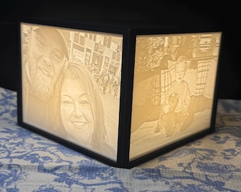 Lámpara de litofanía / Lámpara de foto personalizada / Regalo de aniversario / Regalo de boda / Lámpara nocturna de foto familiar / Caja de fotos / Caja de luz / Caja para imágenes /