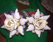 Awesome Hattie Carnegie Cabachon & Rhinestone Earrings