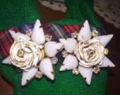 Awesome Hattie Carnegie Cabachon & Rhinestone Earrings