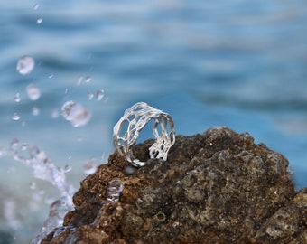 Silberring, Ring aus Silber, Statementring Ring, Hochzeitschmuck, Silberschmuck, Ring mit Netz, Moderne Schmuck