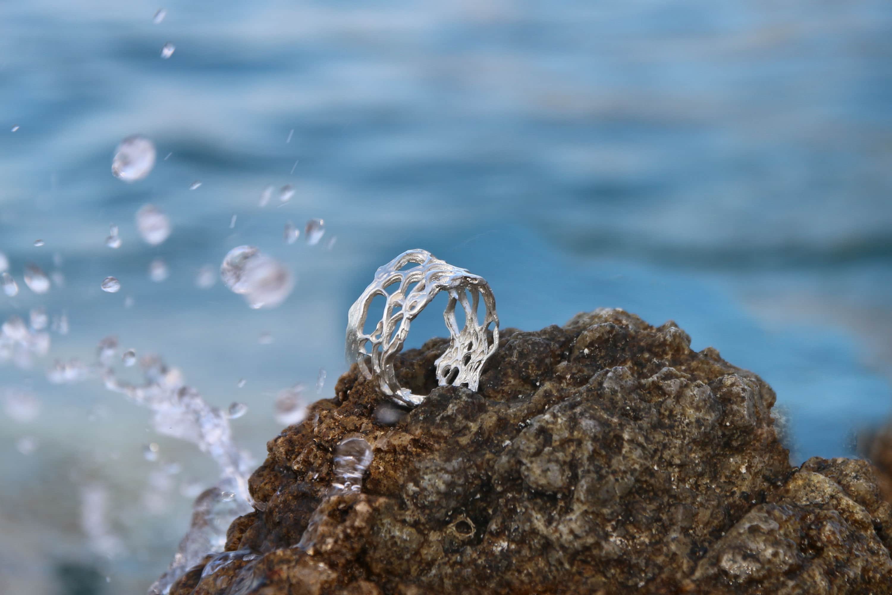 Silver Ring, Ring made of Silver, Statement Ring, Wedding Jewelry, Silver Jewelry, Ring with Net, Modern Jewelry