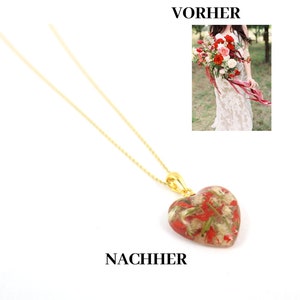 Bridal bouquet jewelry, memory pendant made of flowers, high-quality jewelry, necklace of bridal bouquet, commemorative necklace