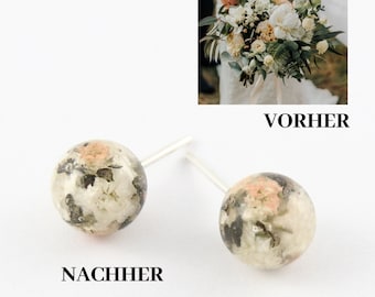 Bridal bouquet jewelry, memory earrings made of flowers, high-quality jewelry,