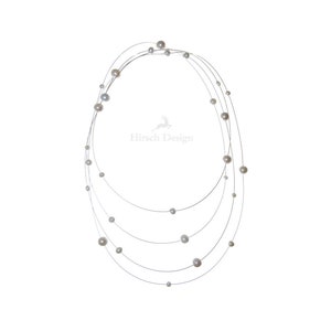 Pearl necklace, gold-silver necklace, necklace with pearls, bicolor necklace, chain 4 ply, long chain, chain with freshwater pearls, chain in 4 variants