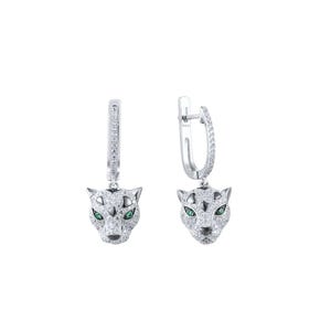 Zirconia earrings, silver earrings with zirconia, leopard earrings, unusual earrings, modern stud earrings, panther earrings, jaguar earrings