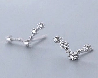 Boucles d’oreilles Bélier, Boucles d’oreilles signe du zodiaque, Boucles d’oreilles astrologiques, Boucles d’oreilles en zircone, Boucles d’oreilles en argent, Boucles d’oreilles minimalistes