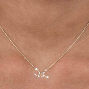 Zodiac sign necklace, zodiac sign necklace, astrological necklace, silver necklace, zirconia necklace