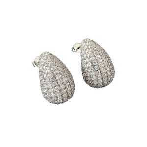 Drop earrings, zirconia stud earrings, silver earrings, modern earrings, unusual stud earrings, wedding jewelry, bridal jewelry