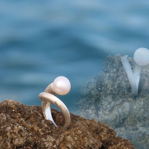Perlenring, Silberring mit Perlen, Statementring, Ring aus Silber, Perlenschmuck, Hochzeitschmuck, Ring mit Perlen, Moderne Schmuck Bild 3