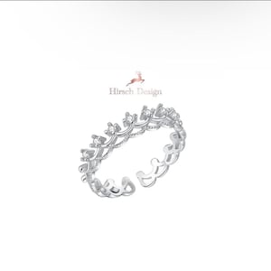 Bague couronne, bague couronne, bague zircone, bague argent, bague reine, bague princesse, bague moderne, bague insolite