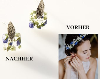 Brautstrauß Schmuck, Erinnerung Ohrringe aus Blumen, Hochteitschmuck,