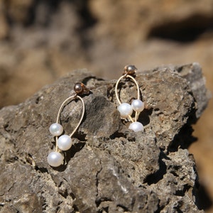 Pearl earrings, pearl earrings, silver earrings, gold earrings, jewelry with freshwater pearls, long earrings, wedding jewelry