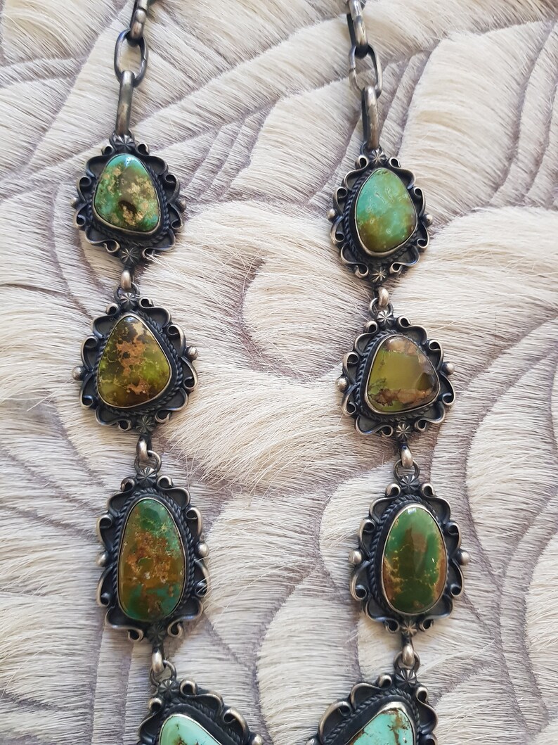 Navajo Royston Turquoise Lariat Necklace Brenda Jimenez Etsy