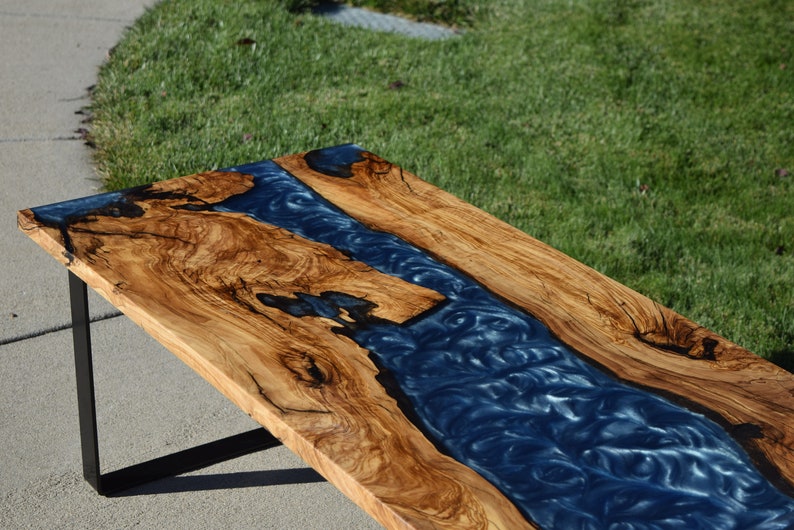 Italian Olive Wood Resin River Coffee Table image 2