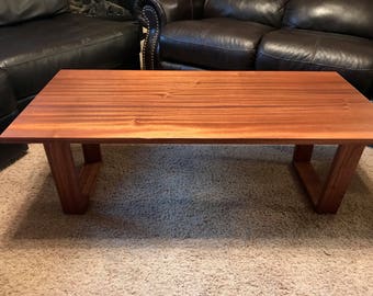 Hardwood Coffee Table with Geometric Wood or Metal Legs
