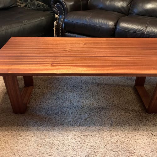 Hardwood Coffee Table With Geometric Wood or Metal Legs Etsy