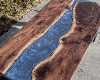 Black Walnut Resin River Coffee Table