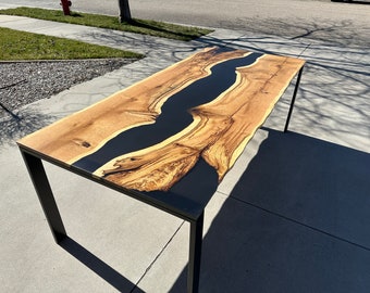 White Oak Epoxy Resin Dining Table