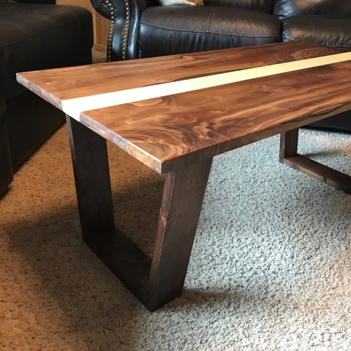Black Walnut and Maple Dining Table With Matching Wood Legs Etsy