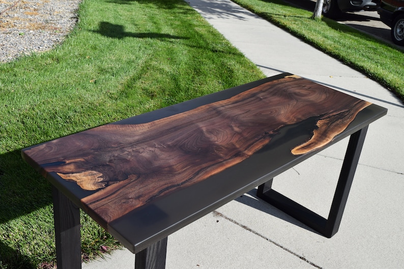Stunning Black Walnut Epoxy Resin Cast Desk Office Etsy