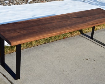 Hardwood Benches with Metal Legs Walnut Maple Cherry and More