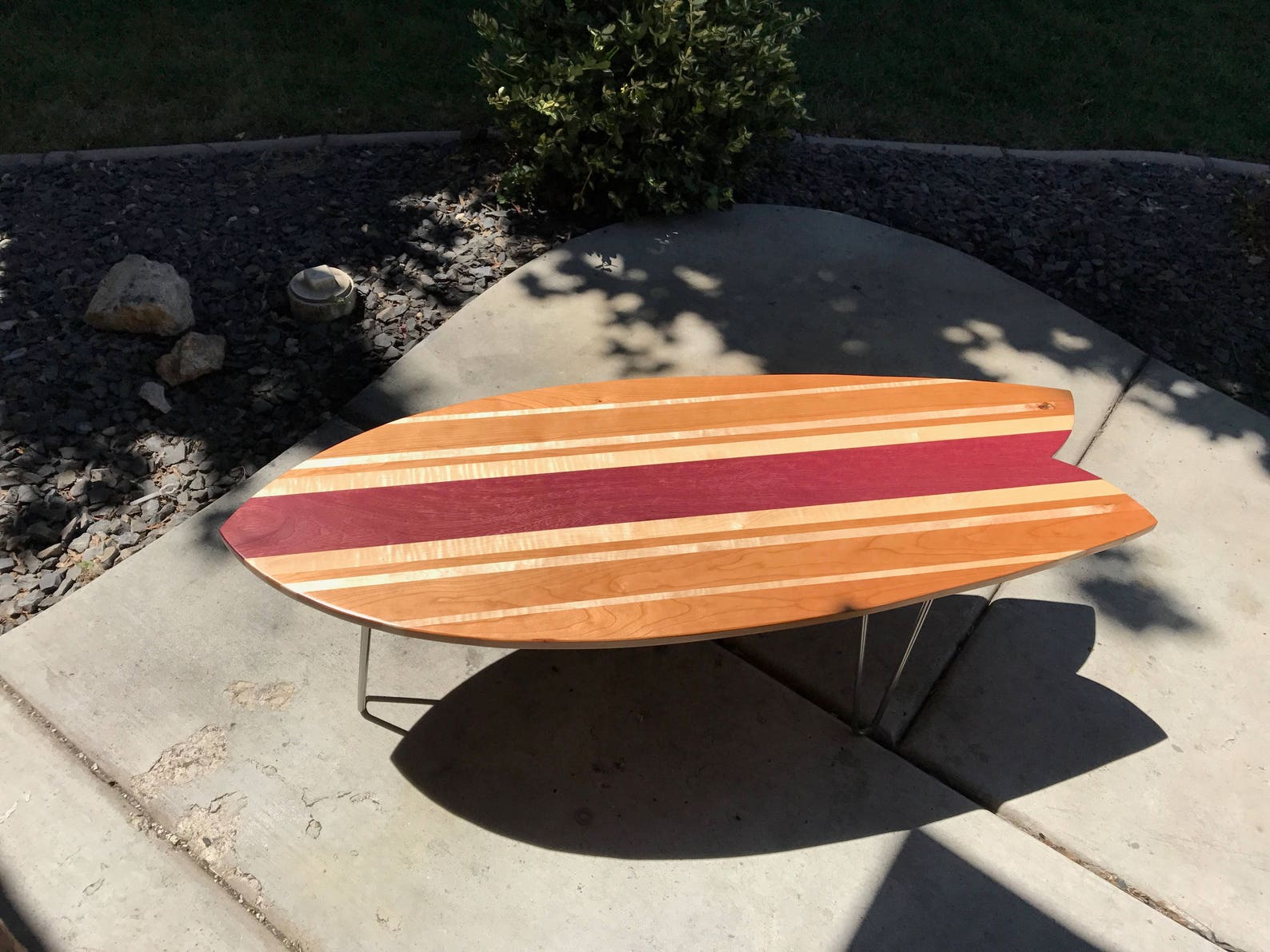 Hardwood Surfboard Coffee Table With Hairpin Legs Fishtail Etsy