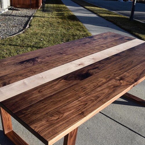 Black Walnut and Maple Dining Table With Matching Wood Legs Etsy