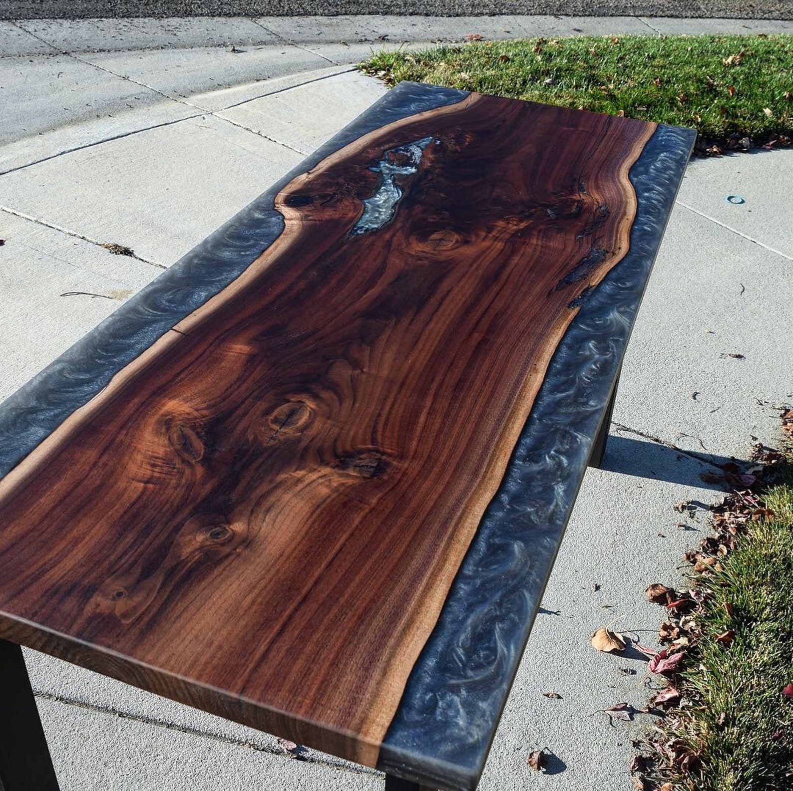 Stunning Black Walnut Epoxy Resin Cast Desk Office Etsy