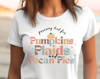 Fall  Pumpkins Christian Womens Tee, Pumpkin Faith Inspired Fall T-Shirt, Ladies Fall Tee, Fall Colors Christian Tee, Fall Gift for Her