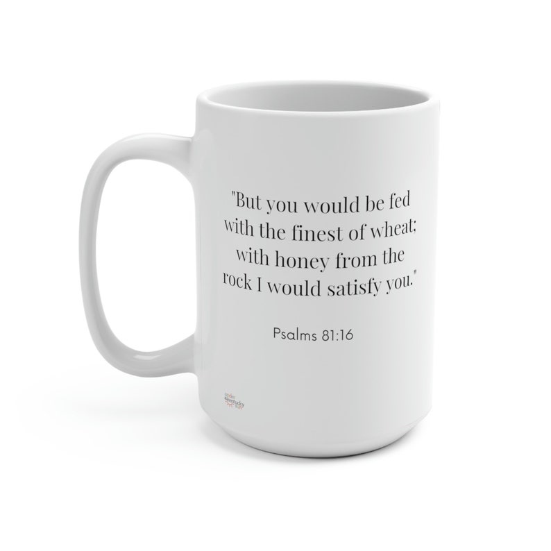 Honig aus dem Felsen Becher, christliche Kaffeetasse, Bibelvers Becher, inspirierendes Glaubensgeschenk, Mama Geschenk, Oma Geschenk, religiöse Latte Tasse Bild 3