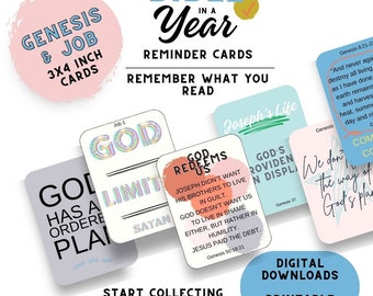 Bible in a Year Overview Reminder Cards Genesis Job Scripture Cards Bible Themed Genesis Job Overview Chronological Bible Reading